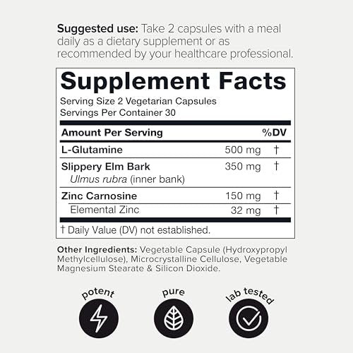 1000 mg Triple Blend Zink-Carnosin-Komplex – Hochdosiert 150 mg Zink-L-Carnosin – mit L-Glutamin und Ulmenrinde – Laborgeprüft – 60 Kapseln