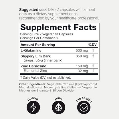 1000 mg Triple Blend Zink-Carnosin-Komplex – Hochdosiert 150 mg Zink-L-Carnosin – mit L-Glutamin und Ulmenrinde – Laborgeprüft – 60 Kapseln