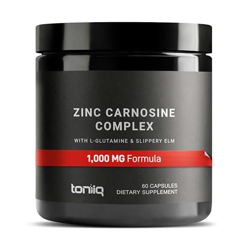 1000 mg Triple Blend Zink-Carnosin-Komplex – Hochdosiert 150 mg Zink-L-Carnosin – mit L-Glutamin und Ulmenrinde – Laborgeprüft – 60 Kapseln