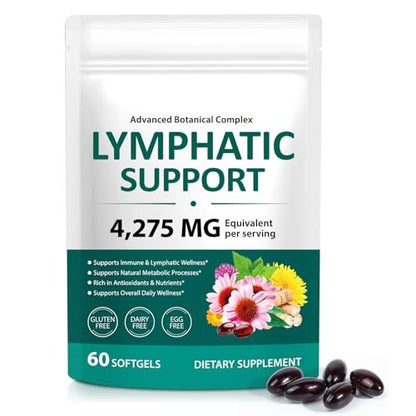 LTQXGT Lymphunterstützung Supplement 60 Softgels – Fortschrittliche botanische Komplex mit Echinacea, Löwenzahn & Holunderbeere – Antioxidantienreiche tägliche Unterstützung