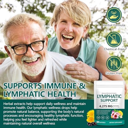LTQXGT Lymphunterstützung Supplement 60 Softgels – Fortschrittliche botanische Komplex mit Echinacea, Löwenzahn & Holunderbeere – Antioxidantienreiche tägliche Unterstützung