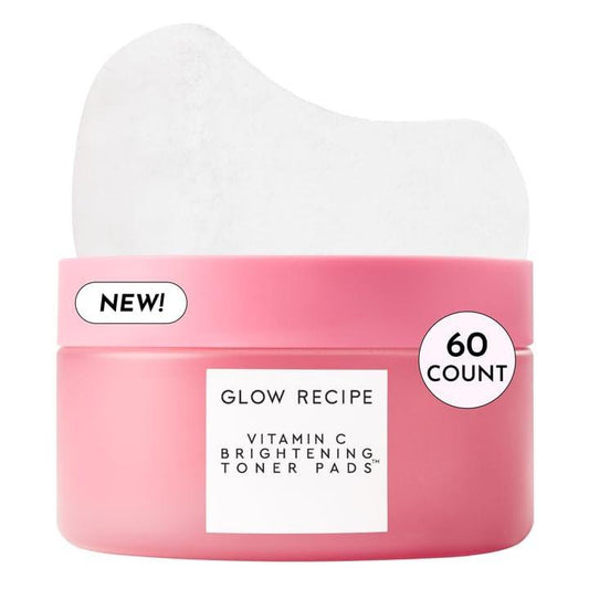 Glow Recipe Vitamin C Brightening Toner Pads – Korean Vitamin C Gesichtspads gegen Augenringe & für Wangen – Sanfter Gesichtspeeling – mit Niacinamid, Koffein, Guave – Duftfrei (60 Stück)