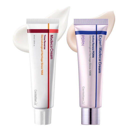 CENTELLIAN 24 Madeca Cream Time Reverse & Active Renew PDRN Duo (2 x 1,69 fl oz) – Straffende, Anti-Falten, Elastizität & Feuchtigkeitspflege mit Centella, TECA PDRN & Hyaluronsäure, Koreanische Feuchtigkeitscreme