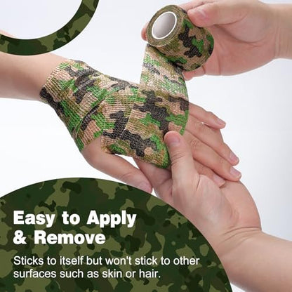 AZEN 16er-Pack selbstklebende Bandage, 2" x 5 Yards, elastische Kohäsivbandage, Sporttape, Tierverband, Knöcheltape, Tattoo-Abdeckung (Camo)