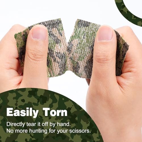 AZEN 16er-Pack selbstklebende Bandage, 2" x 5 Yards, elastische Kohäsivbandage, Sporttape, Tierverband, Knöcheltape, Tattoo-Abdeckung (Camo)