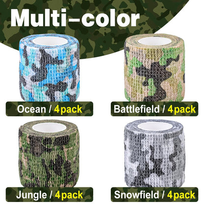 AZEN 16er-Pack selbstklebende Bandage, 2" x 5 Yards, elastische Kohäsivbandage, Sporttape, Tierverband, Knöcheltape, Tattoo-Abdeckung (Camo)