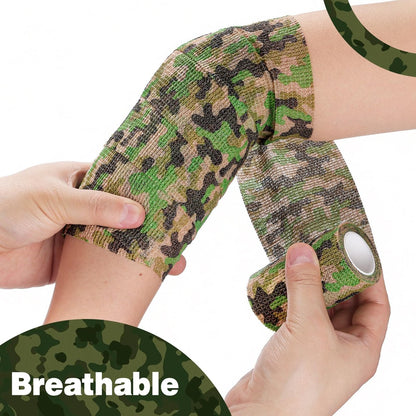 AZEN 12er-Pack Selbstklebende Binde, 3" x 5 Yards Elastische Kohäsionsbinde, Sporttape, Tattoo-Abdeckband, Veterinärband, Knöchelband (Camo)