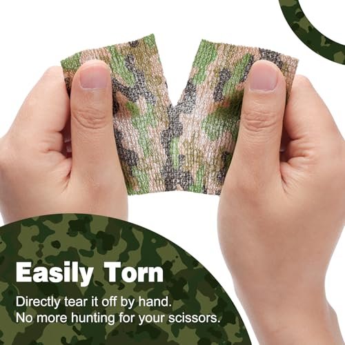 AZEN 12er-Pack Selbstklebende Binde, 3" x 5 Yards Elastische Kohäsionsbinde, Sporttape, Tattoo-Abdeckband, Veterinärband, Knöchelband (Camo)