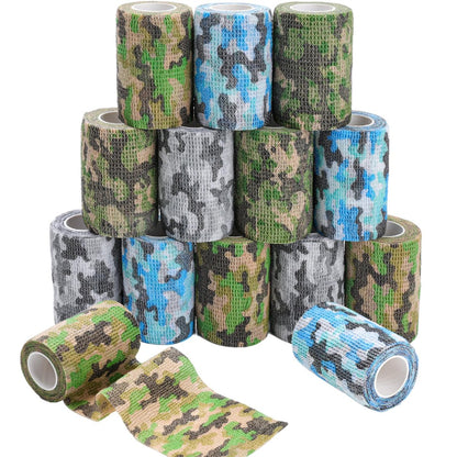 AZEN 12er-Pack Selbstklebende Binde, 3" x 5 Yards Elastische Kohäsionsbinde, Sporttape, Tattoo-Abdeckband, Veterinärband, Knöchelband (Camo)
