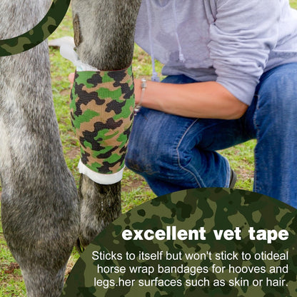 AZEN 12er-Pack Selbstklebende Binde, 3" x 5 Yards Elastische Kohäsionsbinde, Sporttape, Tattoo-Abdeckband, Veterinärband, Knöchelband (Camo)