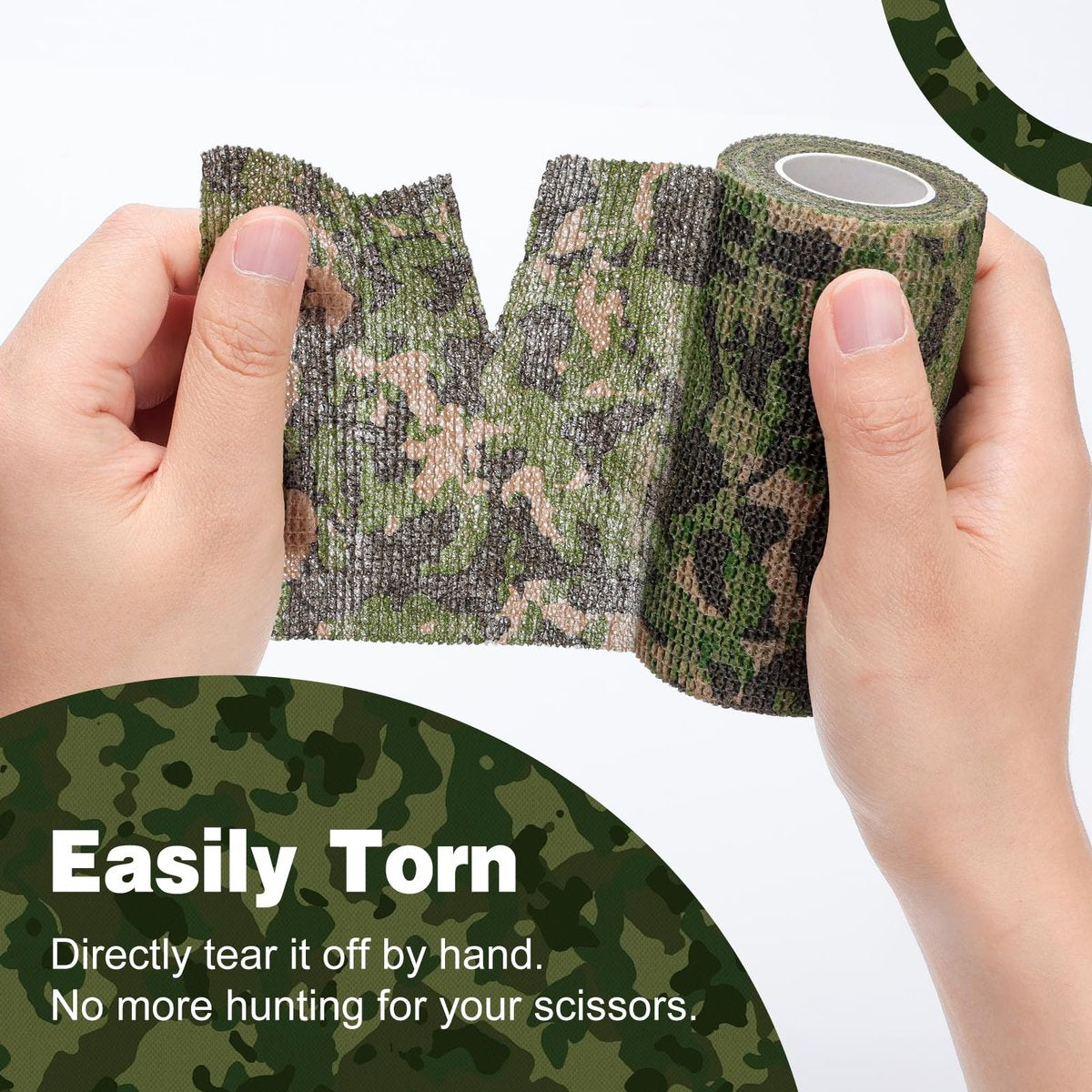 AZEN 9er-Pack Selbstklebende Mullbinde, 4" x 5 Yards, Elastische Kohäsionsbandage, Sporttape, Tattoo-Wrap, Tierpflege-Wickel, Knöchelbandage (Camo)