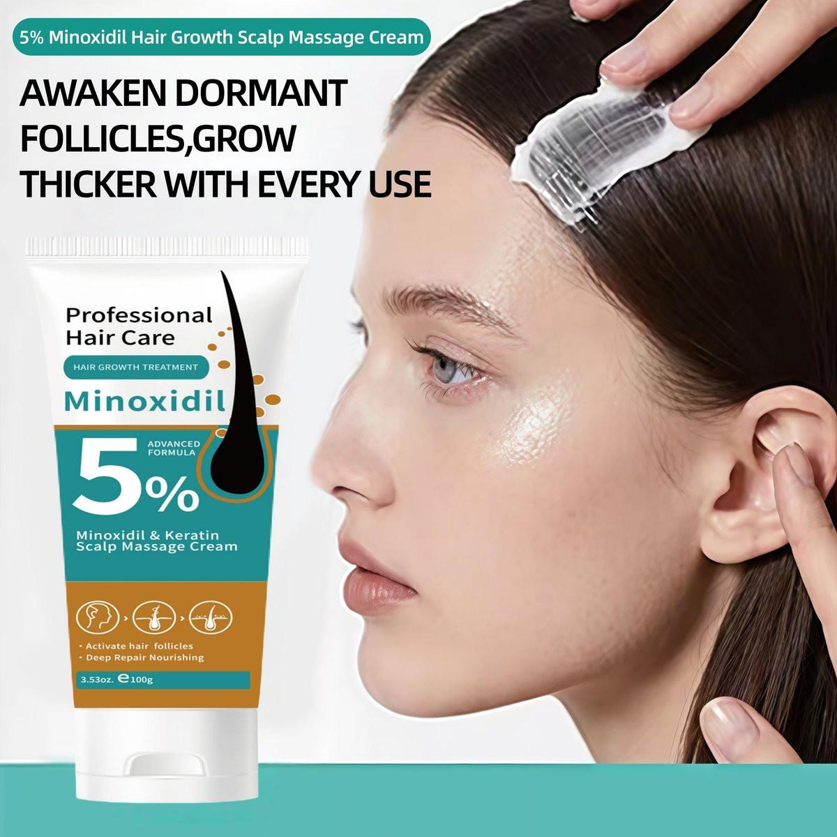 5% Minoxidil Haarwachstum Kopfhautmassage Creme, Anti Haarausfall Behandlung Minoxidil für Männer & Frauen, Schnelles Nachwachsen & Stärkung der Haarwurzeln, Aktiviert Follikel (2er Pack)