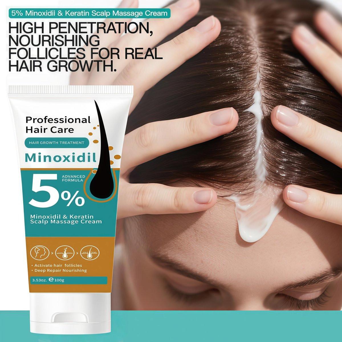 5% Minoxidil Haarwachstum Kopfhautmassage Creme, Anti Haarausfall Behandlung Minoxidil für Männer & Frauen, Schnelles Nachwachsen & Stärkung der Haarwurzeln, Aktiviert Follikel (2er Pack)