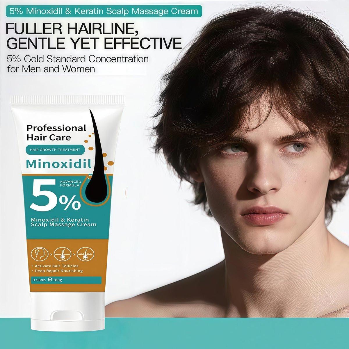 5% Minoxidil Haarwachstum Kopfhautmassage Creme, Anti Haarausfall Behandlung Minoxidil für Männer & Frauen, Schnelles Nachwachsen & Stärkung der Haarwurzeln, Aktiviert Follikel (2er Pack)