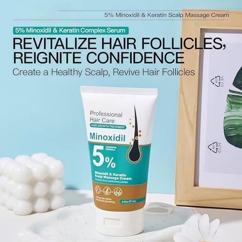 5% Minoxidil Haarwachstum Kopfhautmassage Creme, Anti Haarausfall Behandlung Minoxidil für Männer & Frauen, Schnelles Nachwachsen & Stärkung der Haarwurzeln, Aktiviert Follikel (2er Pack)