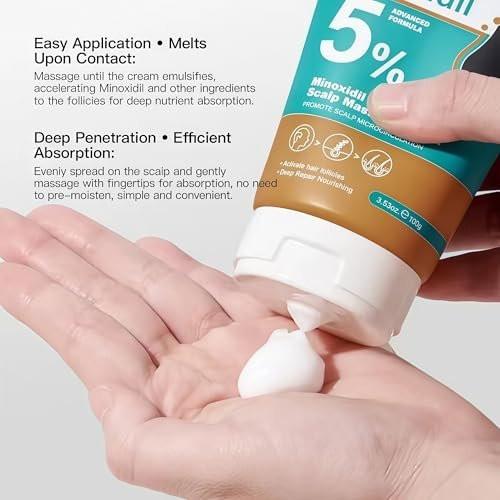 5% Minoxidil Haarwachstum Kopfhautmassage Creme, Anti Haarausfall Behandlung Minoxidil für Männer & Frauen, Schnelles Nachwachsen & Stärkung der Haarwurzeln, Aktiviert Follikel (2er Pack)