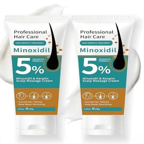 5% Minoxidil Haarwachstum Kopfhautmassage Creme, Anti Haarausfall Behandlung Minoxidil für Männer & Frauen, Schnelles Nachwachsen & Stärkung der Haarwurzeln, Aktiviert Follikel (2er Pack)