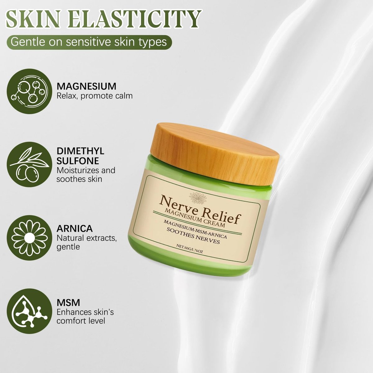 LHBMET 2er-Pack Natürliche Magnesiumcreme mit MSM & Arnika, milde Inhaltsstoffe für beruhigende Linderung & Entspannung, Körperpflegecreme