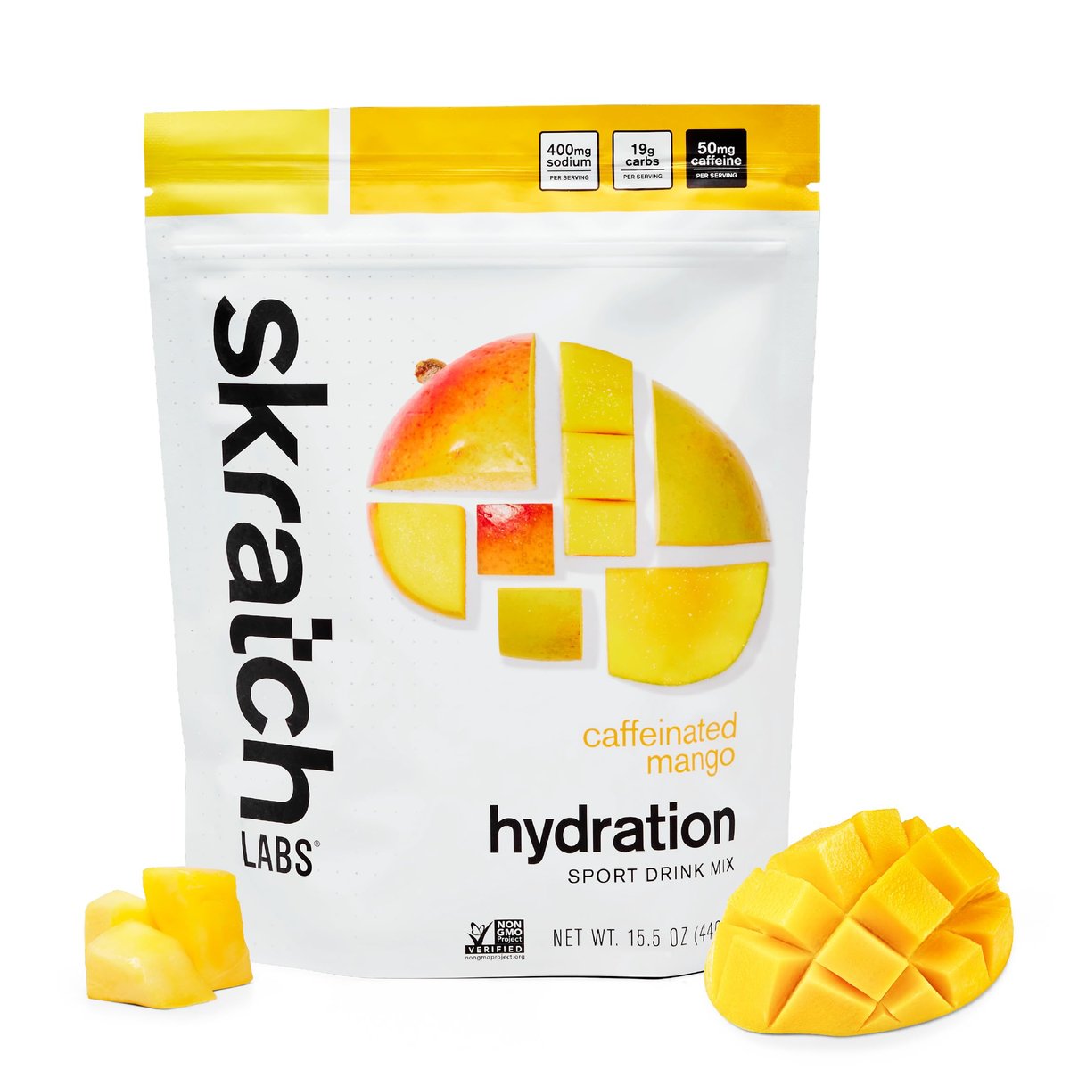 Skratch Labs Hydration Sports Drink Mix mit Koffein – Frucht-Elektrolyt-Pulver für schnelle Hydration & Energie | Mango | 20 Portionen | Vegan, Non-GMO, saubere Inhaltsstoffe