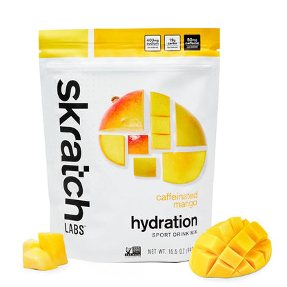 Skratch Labs Hydration Sports Drink Mix mit Koffein – Frucht-Elektrolyt-Pulver für schnelle Hydration & Energie | Mango | 20 Portionen | Vegan, Non-GMO, saubere Inhaltsstoffe