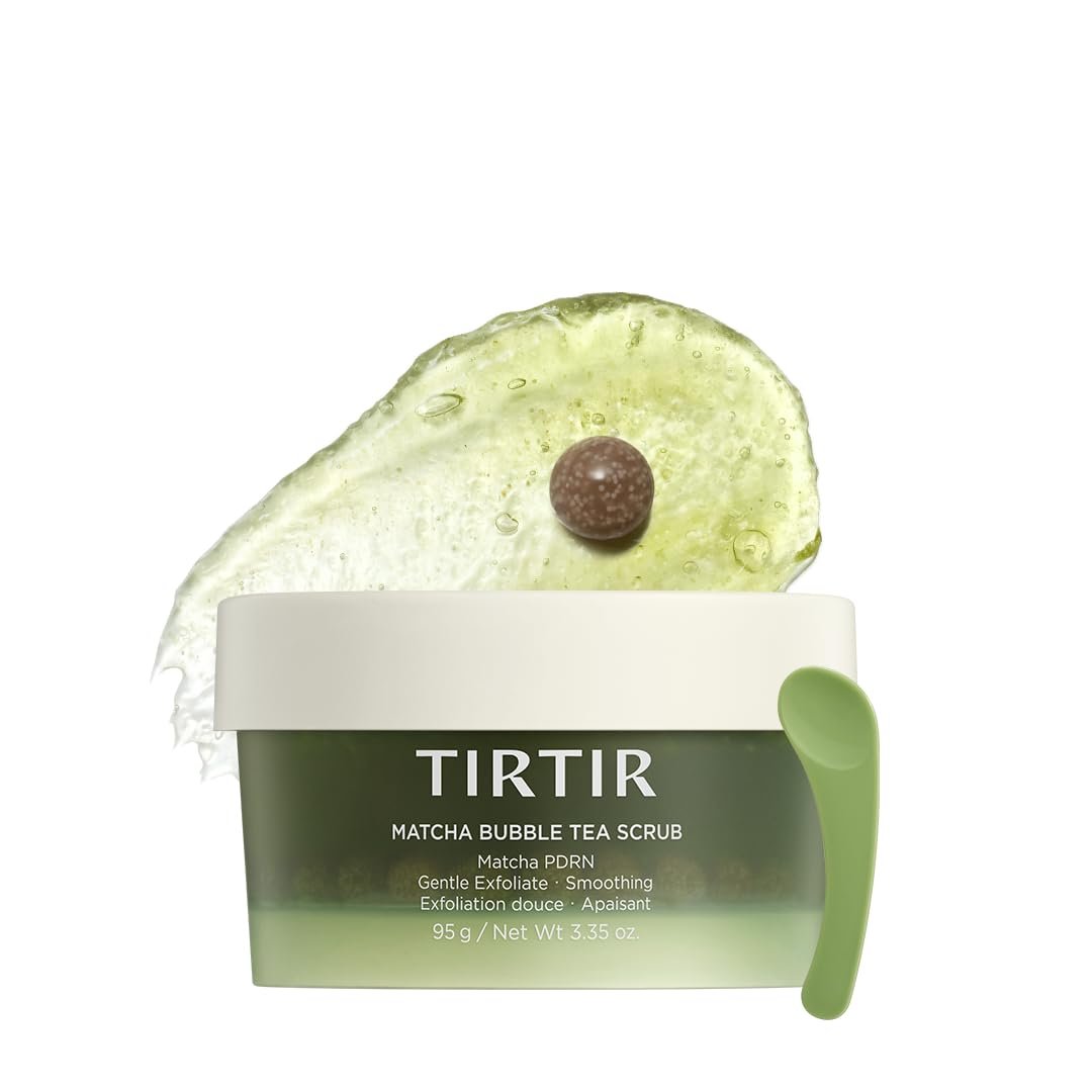 TIRTIR Matcha PDRN Bubble Tea Scrub – Sanfter Low-pH 6,6 Peeling mit 5.000 ppm veganem Matcha PDRN & 6-Ceramid-Komplex für empfindliche Haut (100 g / 3,52 oz)