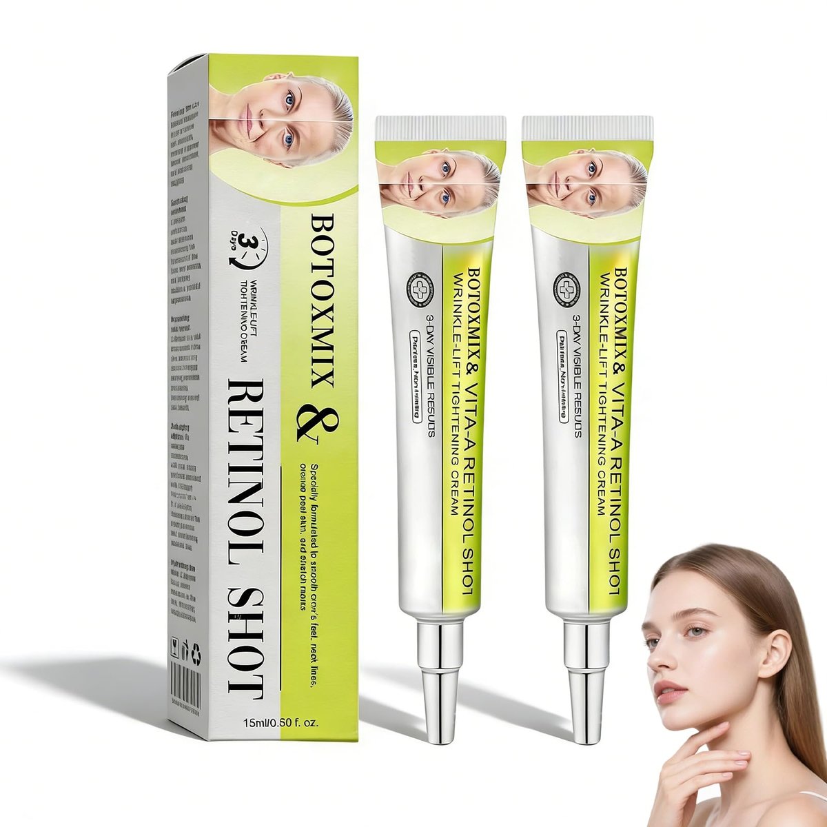 Botoxmix & Vita-A Retinol Shot Falten-Lifting-Straffungscreme – Anti-Aging Retinol Creme für Falten & feine Linien, Porenverfeinerer, Festigung & Hauttextur-Unterstützung für alle Hauttypen (2er-Pack)
