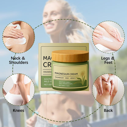 JJpopo Magnesium Creme mit MSM & Arnika - 50g/1,76oz, schnell einziehend, nicht fettend, tägliche Körperpflegecreme (2er-Pack)
