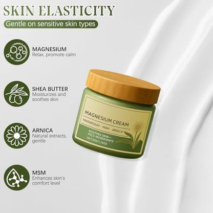 JJpopo Magnesium Creme mit MSM & Arnika - 50g/1,76oz, schnell einziehend, nicht fettend, tägliche Körperpflegecreme (2er-Pack)