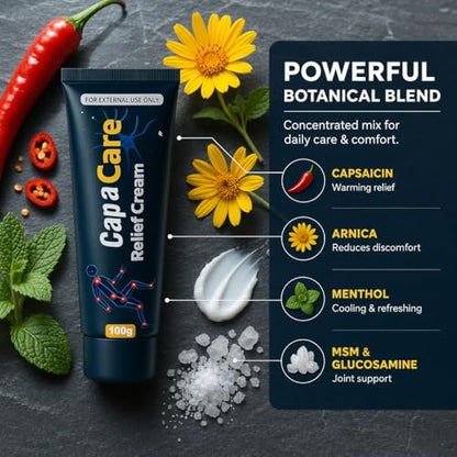 Original Capacare Neuropathy Relief Creme – Neurosoothe Formel mit Capsaicin, Arnika, Menthol, MSM und Glucosamin für Füße, Hände, Beine, Muskeln, Gelenke und Taille
