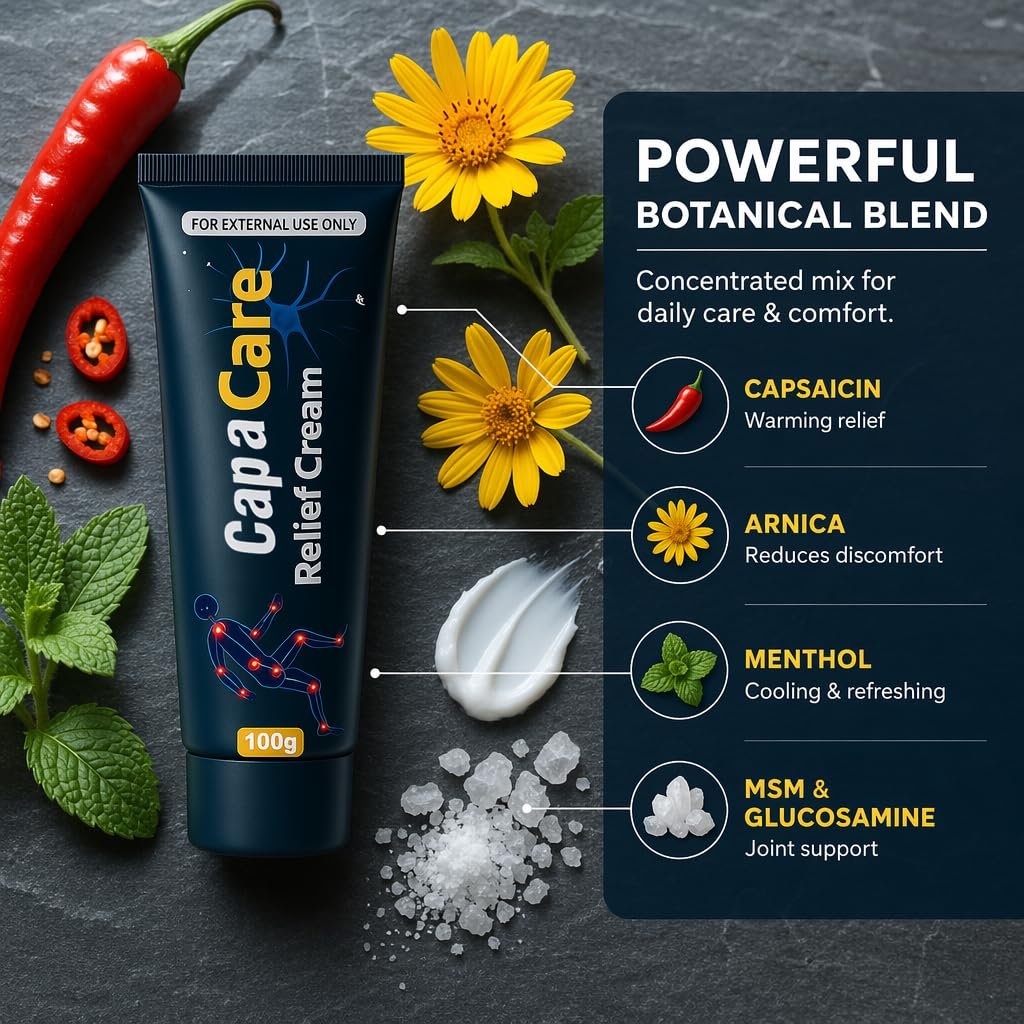 Original Capacare Neuropathy Relief Creme – Neurosoothe Formel mit Capsaicin, Arnika, Menthol, MSM und Glucosamin für Füße, Hände, Beine, Muskeln, Gelenke und Taille