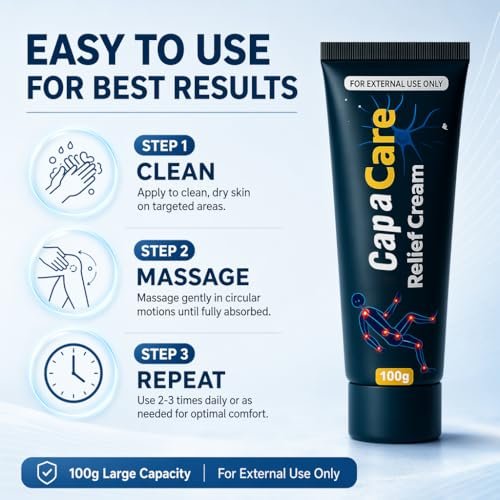 Original Capacare Neuropathy Relief Creme – Neurosoothe Formel mit Capsaicin, Arnika, Menthol, MSM und Glucosamin für Füße, Hände, Beine, Muskeln, Gelenke und Taille