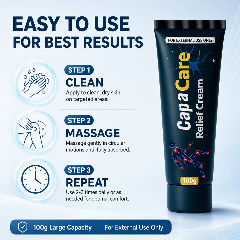 Original Capacare Neuropathy Relief Creme – Neurosoothe Formel mit Capsaicin, Arnika, Menthol, MSM und Glucosamin für Füße, Hände, Beine, Muskeln, Gelenke und Taille
