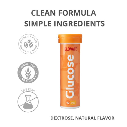 ELOVATE Schnell wirkende Glukosetabletten, Pfirsich & Himbeere Geschmack – Erhöht niedrigen Blutzucker, 15g pro Portion, Kaubar, Glutenfrei – 2 Tuben (20 Stück, Mehrfachgeschmack)
