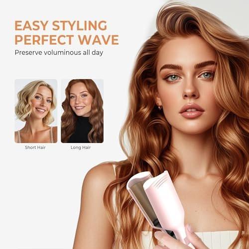 Mini Waver Lockenstab, Wellen-Lockenstab mit Doppelzylinder, Ionen-Technologie, Keramikbeschichtung, 1,25 Zoll, Pink