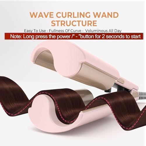 Mini Waver Lockenstab, Wellen-Lockenstab mit Doppelzylinder, Ionen-Technologie, Keramikbeschichtung, 1,25 Zoll, Pink