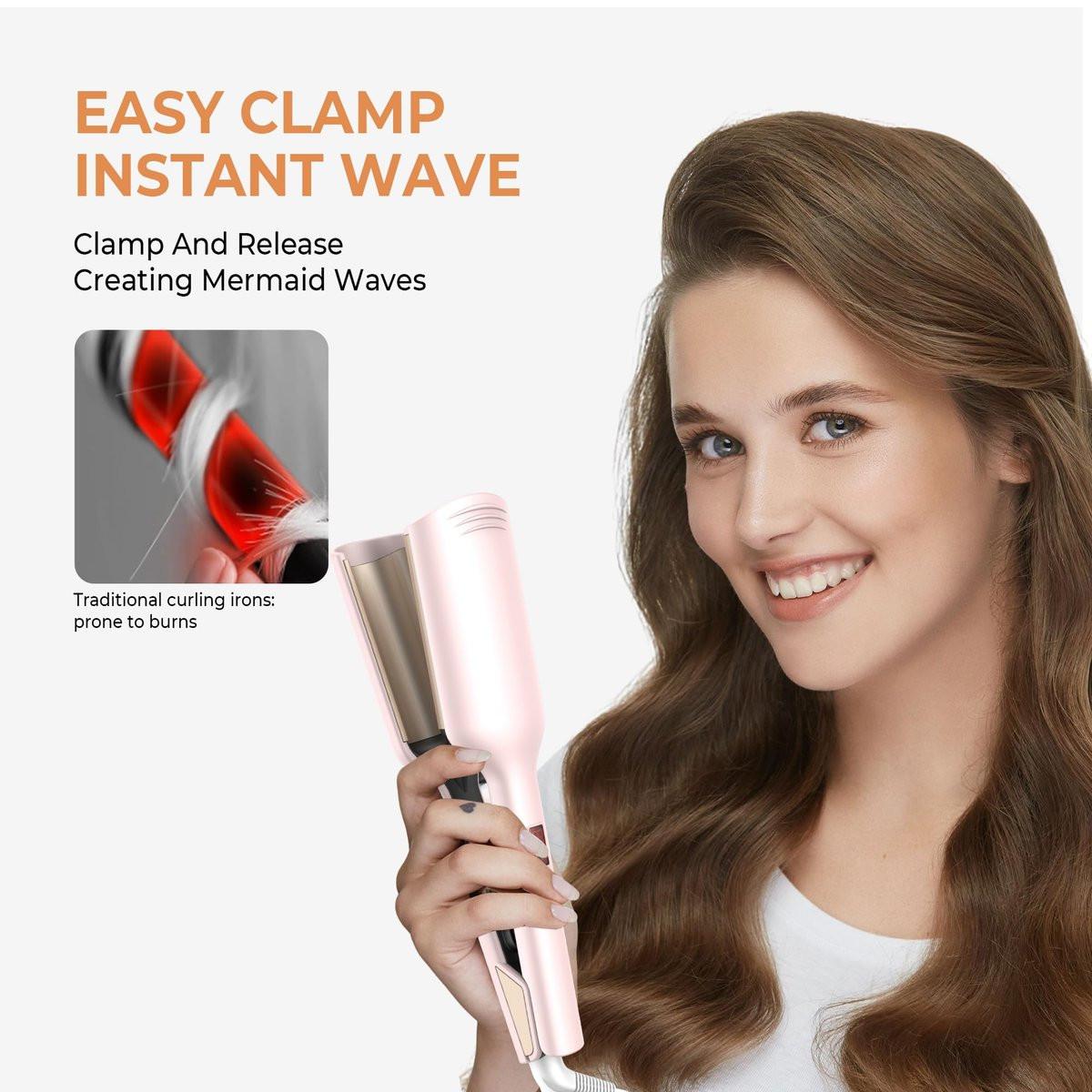 Mini Waver Lockenstab, Wellen-Lockenstab mit Doppelzylinder, Ionen-Technologie, Keramikbeschichtung, 1,25 Zoll, Pink