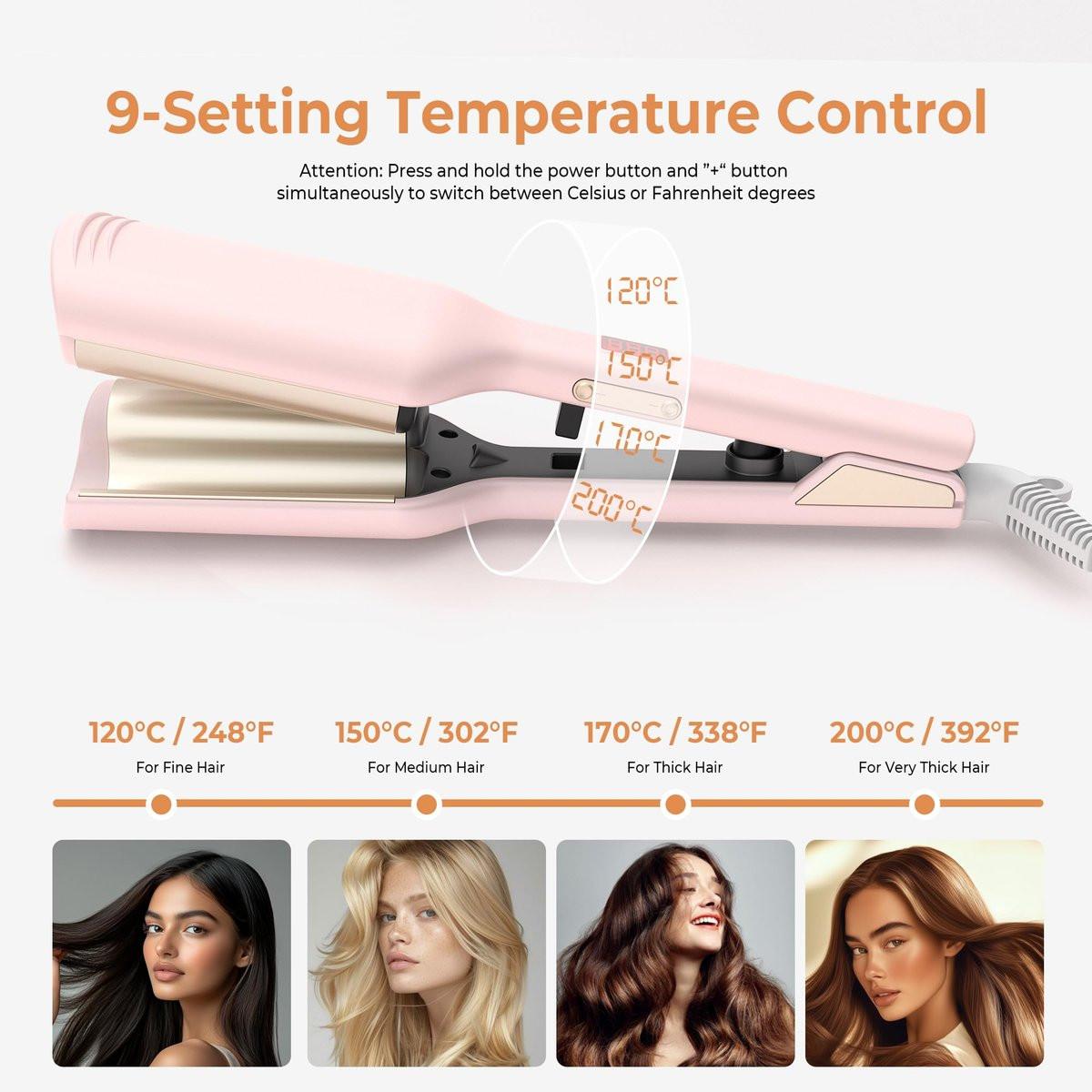 Mini Waver Lockenstab, Wellen-Lockenstab mit Doppelzylinder, Ionen-Technologie, Keramikbeschichtung, 1,25 Zoll, Pink
