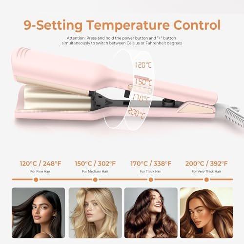 Mini Waver Lockenstab, Wellen-Lockenstab mit Doppelzylinder, Ionen-Technologie, Keramikbeschichtung, 1,25 Zoll, Pink