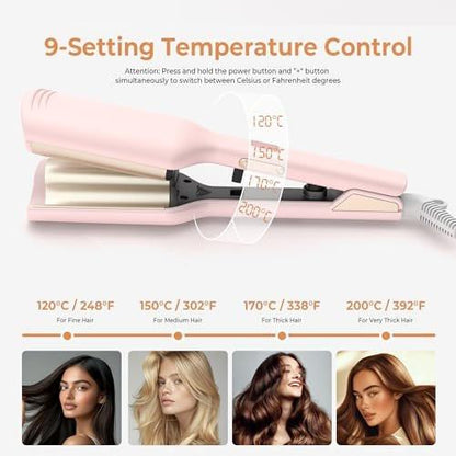 Mini Waver Lockenstab, Wellen-Lockenstab mit Doppelzylinder, Ionen-Technologie, Keramikbeschichtung, 1,25 Zoll, Pink