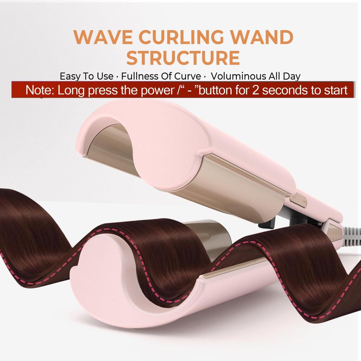 Mini Waver Lockenstab, Wellen-Lockenstab mit Doppelzylinder, Ionen-Technologie, Keramikbeschichtung, 1,25 Zoll, Pink