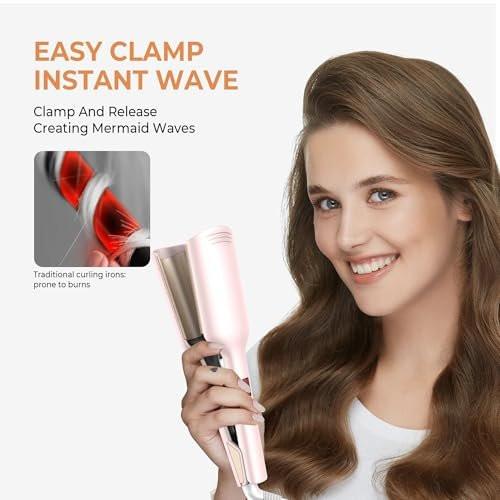 Mini Waver Lockenstab, Wellen-Lockenstab mit Doppelzylinder, Ionen-Technologie, Keramikbeschichtung, 1,25 Zoll, Pink