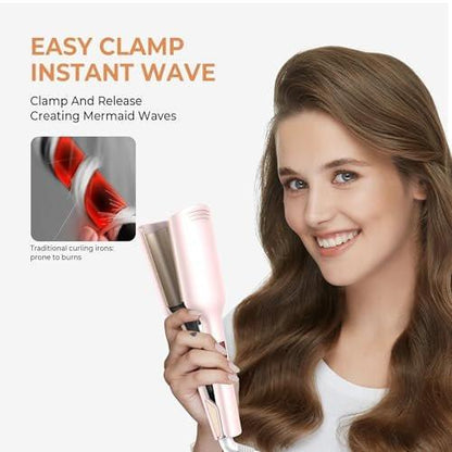 Mini Waver Lockenstab, Wellen-Lockenstab mit Doppelzylinder, Ionen-Technologie, Keramikbeschichtung, 1,25 Zoll, Pink