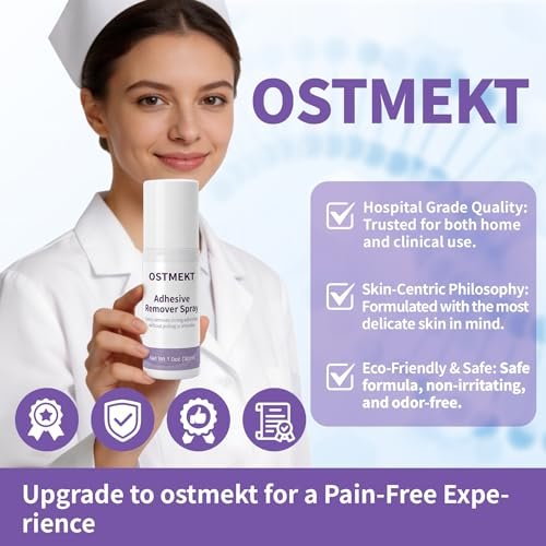 Medizinischer Kleberentferner Spray – Alkoholfrei, Schmerzfrei, Sanfter Haftmittelentferner für Stoma, Brustprothese, Klebeband und Haut (1 Fl Oz)
