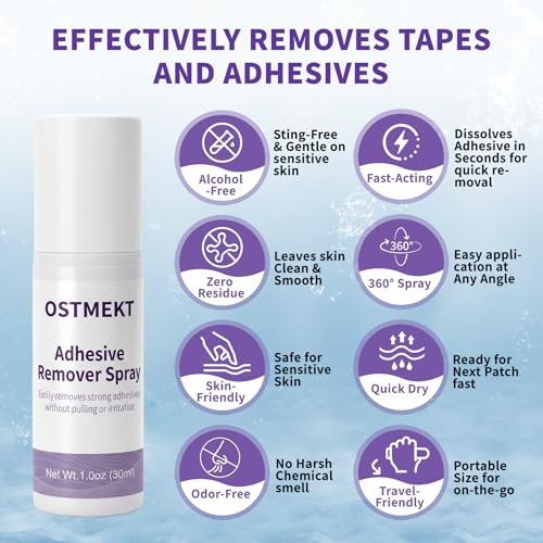 Medizinischer Kleberentferner Spray – Alkoholfrei, Schmerzfrei, Sanfter Haftmittelentferner für Stoma, Brustprothese, Klebeband und Haut (1 Fl Oz)