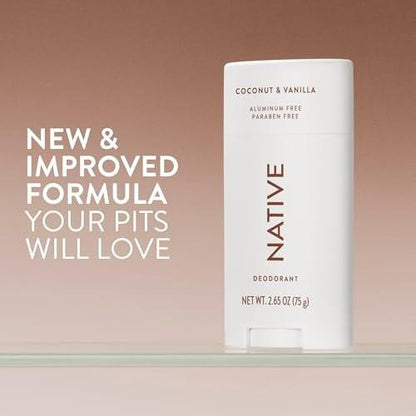 Native Deodorant Coconut & Vanilla, 3er-Pack – 72h Geruchskontrolle, aluminiumfrei, mit Kokosöl & Sheabutter