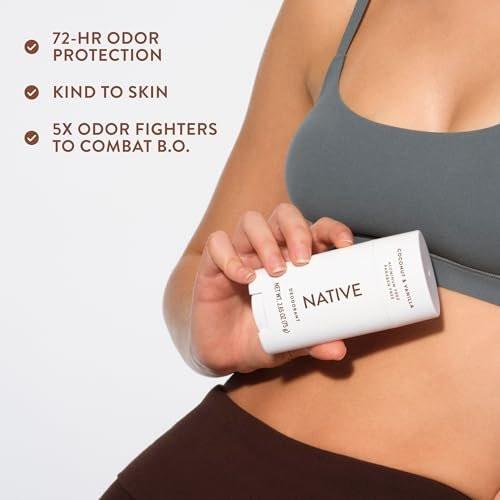 Native Deodorant Coconut & Vanilla, 3er-Pack – 72h Geruchskontrolle, aluminiumfrei, mit Kokosöl & Sheabutter