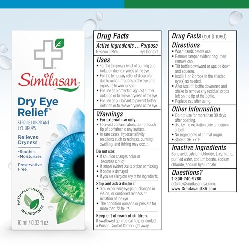 Similasan Trockene Augen Tropfen – Sofortige und anhaltende Linderung bei trockenen, gereizten Augen mit Hyaluronat, konservierungsmittelfrei, pH-ausgeglichen, sanft für empfindliche Augen, 10 ml