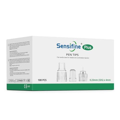 Sensifine Plus Pen Nadeln 32G x 4mm, 100 Stück, Universell Kompatibel mit den meisten Pen-Geräten
