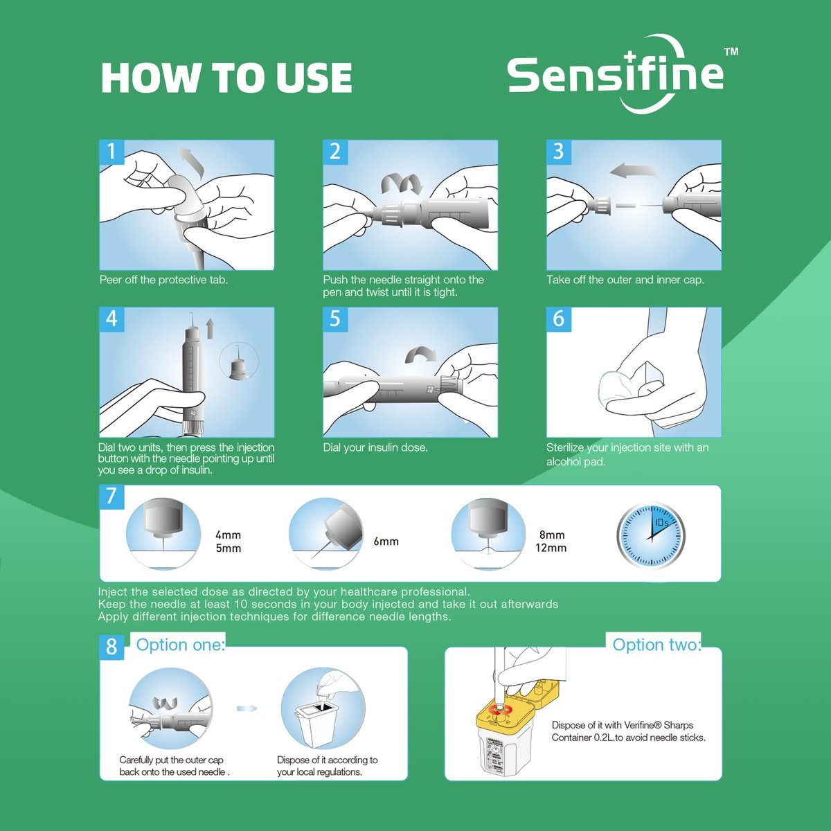 Sensifine Plus Pen Nadeln 32G x 4mm, 100 Stück, Universell Kompatibel mit den meisten Pen-Geräten