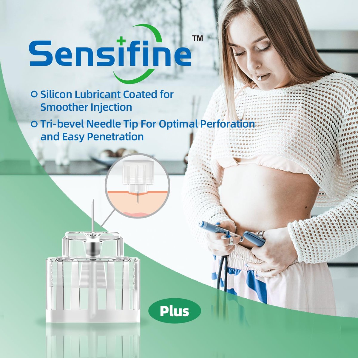 Sensifine Plus Pen Nadeln 32G x 4mm, 100 Stück, Universell Kompatibel mit den meisten Pen-Geräten